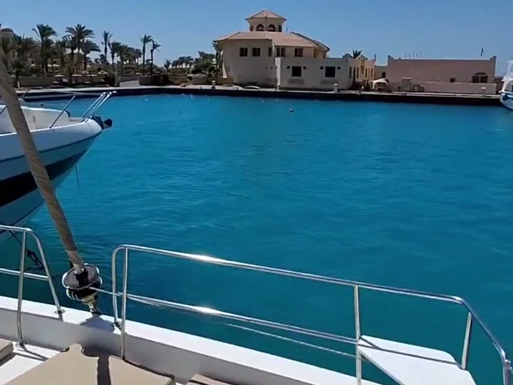 Sun pads laid out on the Locke Catamaran