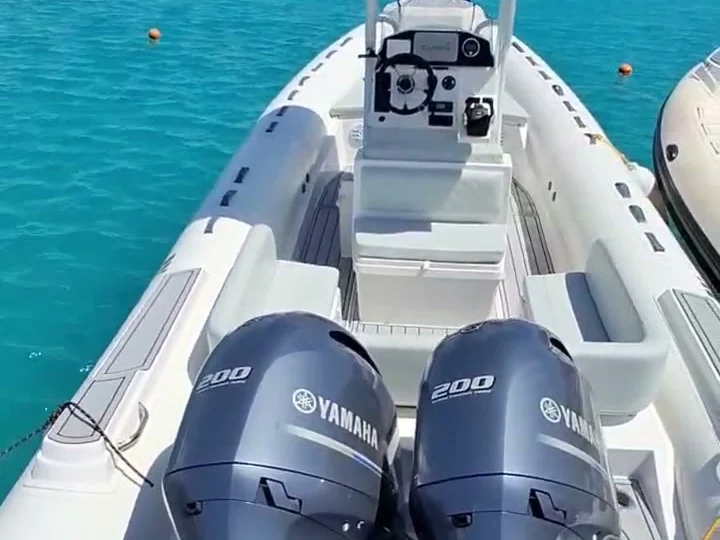 Twin Yamaha 200 engines on the private speedboat
